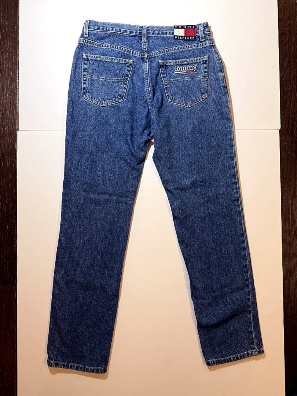 Vintage 90s Tommy Hilfiger Jeans Womens 9 Embroidered Flag Pocket Straight Leg